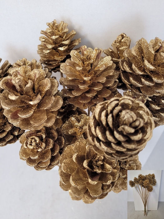 KERST OP STOK DENNEAPPEL NATUREL GROEN GLITTER